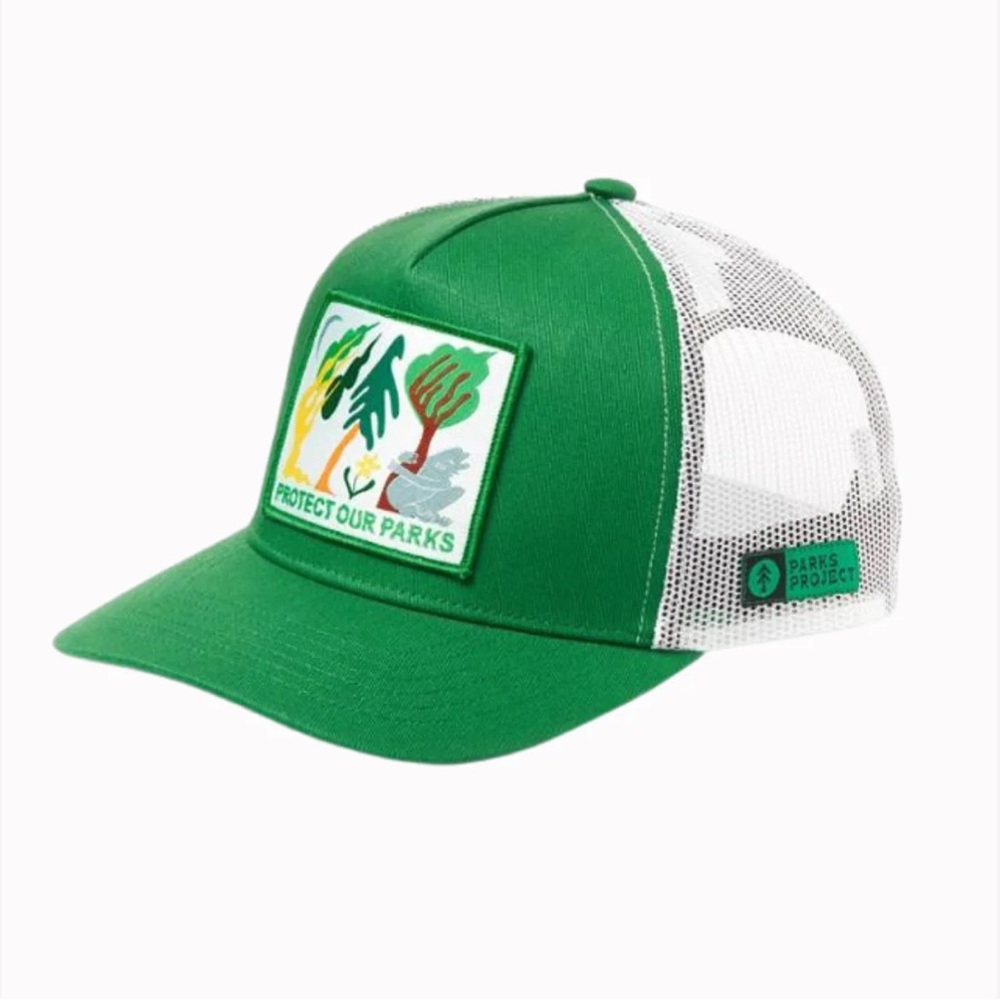 Parks project tree hugger trucker hat.